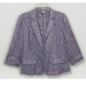 J. Jill Lightweight Tweed Like Jacket Soft Purple & Blue Cotton Blend size 14